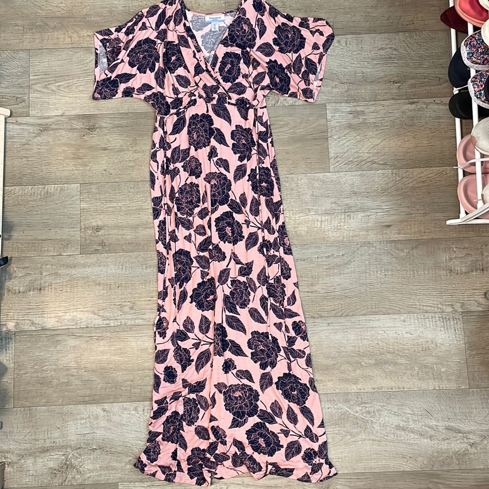 Pink floral maternity dress